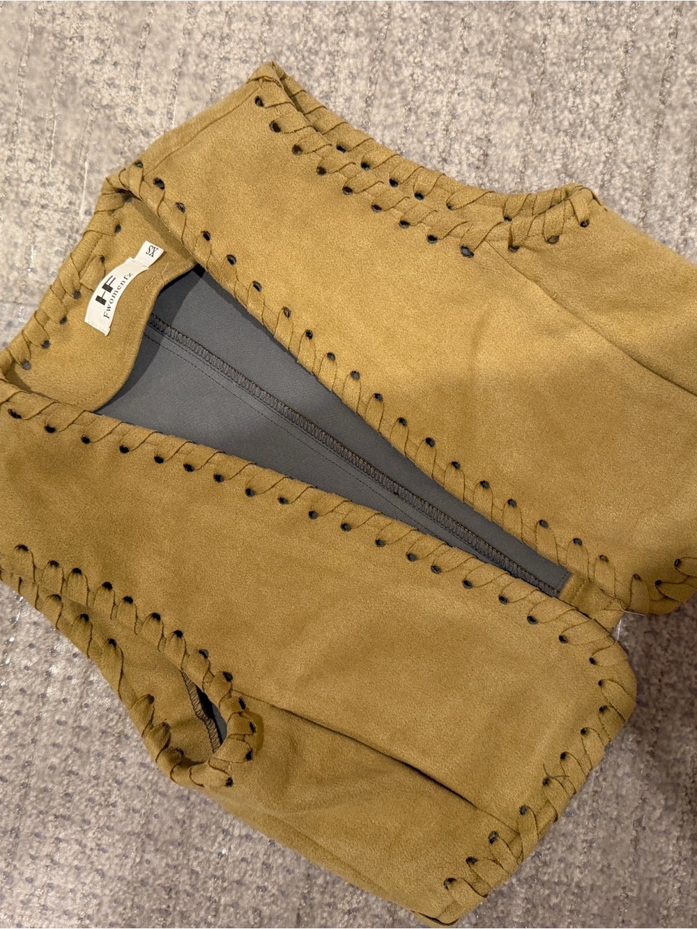 Suede Whipstitch Vest in Camel brand new